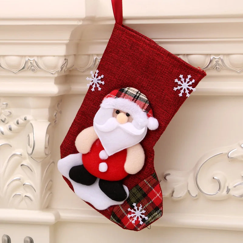 Christmas Stockings Socks Santa Snowman Hanging Xmas Tree Ornaments