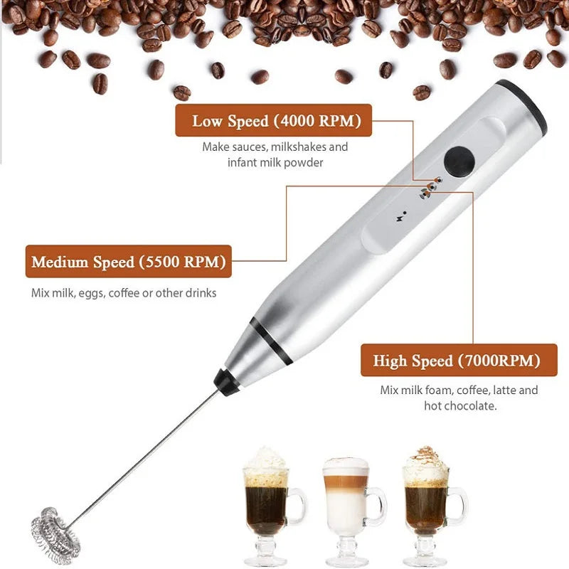 Wireless Electric Milk Frother: USB Mini Coffee Mixer