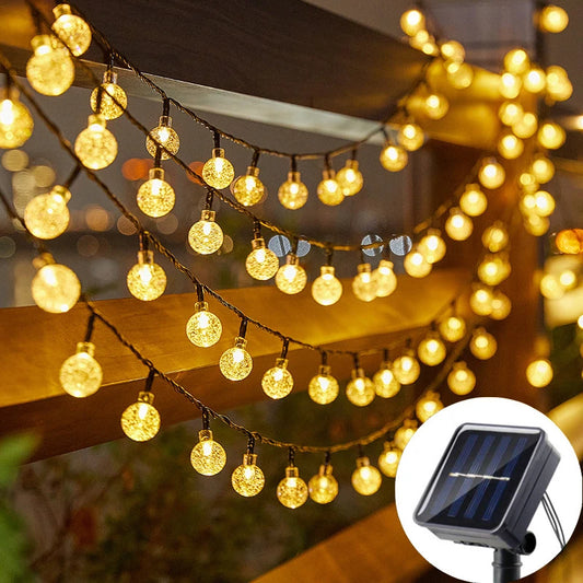 Solar Crystal Globe LED String Lights LED 8 Lighting Modes IP65 Fairy Light Christmas Garland For Garden Party Decor 1pc/2pcs