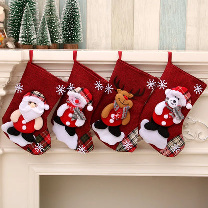 Christmas Stockings Socks Santa Snowman Hanging Xmas Tree Ornaments