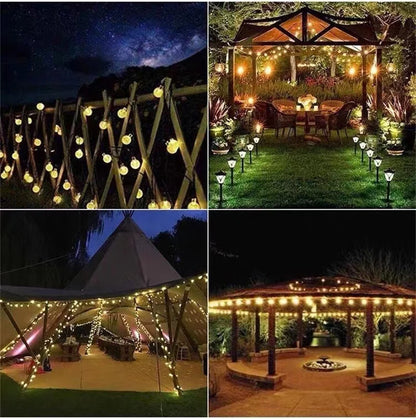 Solar Crystal Globe LED String Lights LED 8 Lighting Modes IP65 Fairy Light Christmas Garland For Garden Party Decor 1pc/2pcs