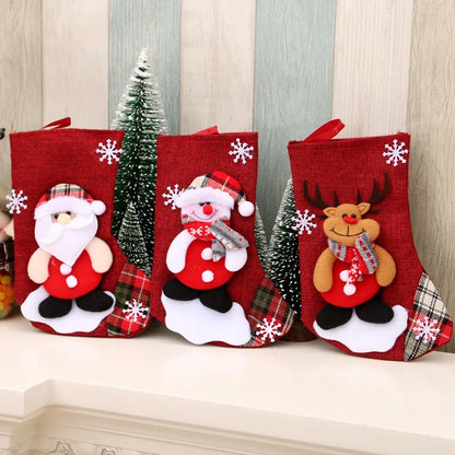 Christmas Stockings Socks Santa Snowman Hanging Xmas Tree Ornaments