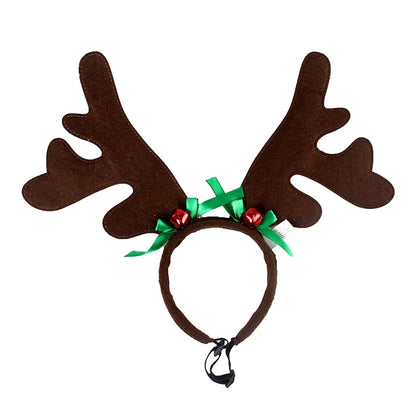 Christmas Dog Supplies Elk Reindeer Antlers Headband Santa Hat