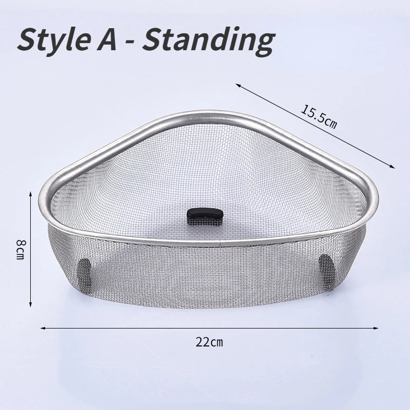 Stainless Steel Triangle Sink Drain Basket: Kitchen Organizer Rack