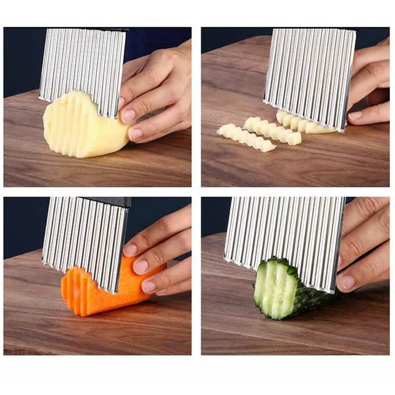 Multi-Purpose Cooking Tool: Wavy Chopping Knife & French Fries Cutter