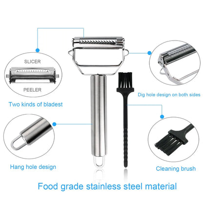 Stainless Steel Multifunction Peeler: Fruit, Vegetable, Potato, Carrot, Cucumber Grater