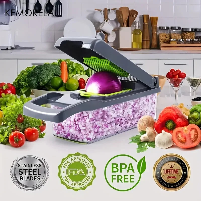 Multifunctional Vegetable Chopper: 14/16-in-1, Handle Grip, Kitchen Slicer Dicer