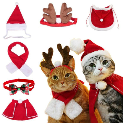 Christmas Dog Scarf Hat Santa Claus Dog Cat Costumes Hat Warm Pet Cosplay Costume