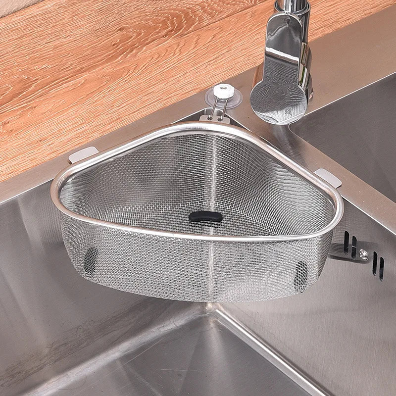 Stainless Steel Triangle Sink Drain Basket: Kitchen Organizer Rack