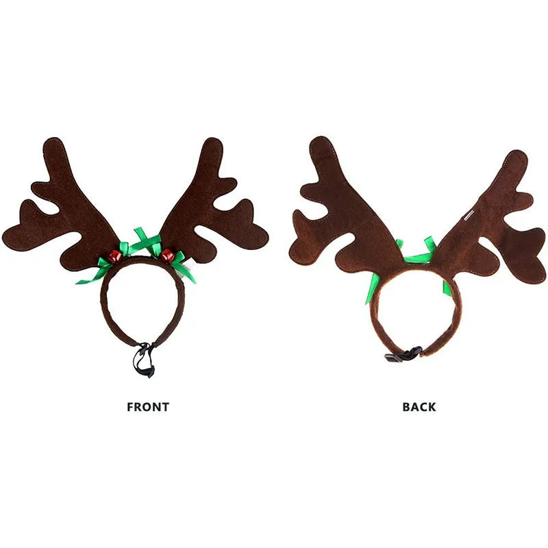 Christmas Dog Supplies Elk Reindeer Antlers Headband Santa Hat