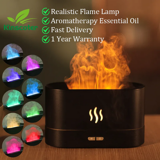 Kinscoter Aroma Diffuser Ultrasonic Cool Mist Humidifier with LED Flame Lamp